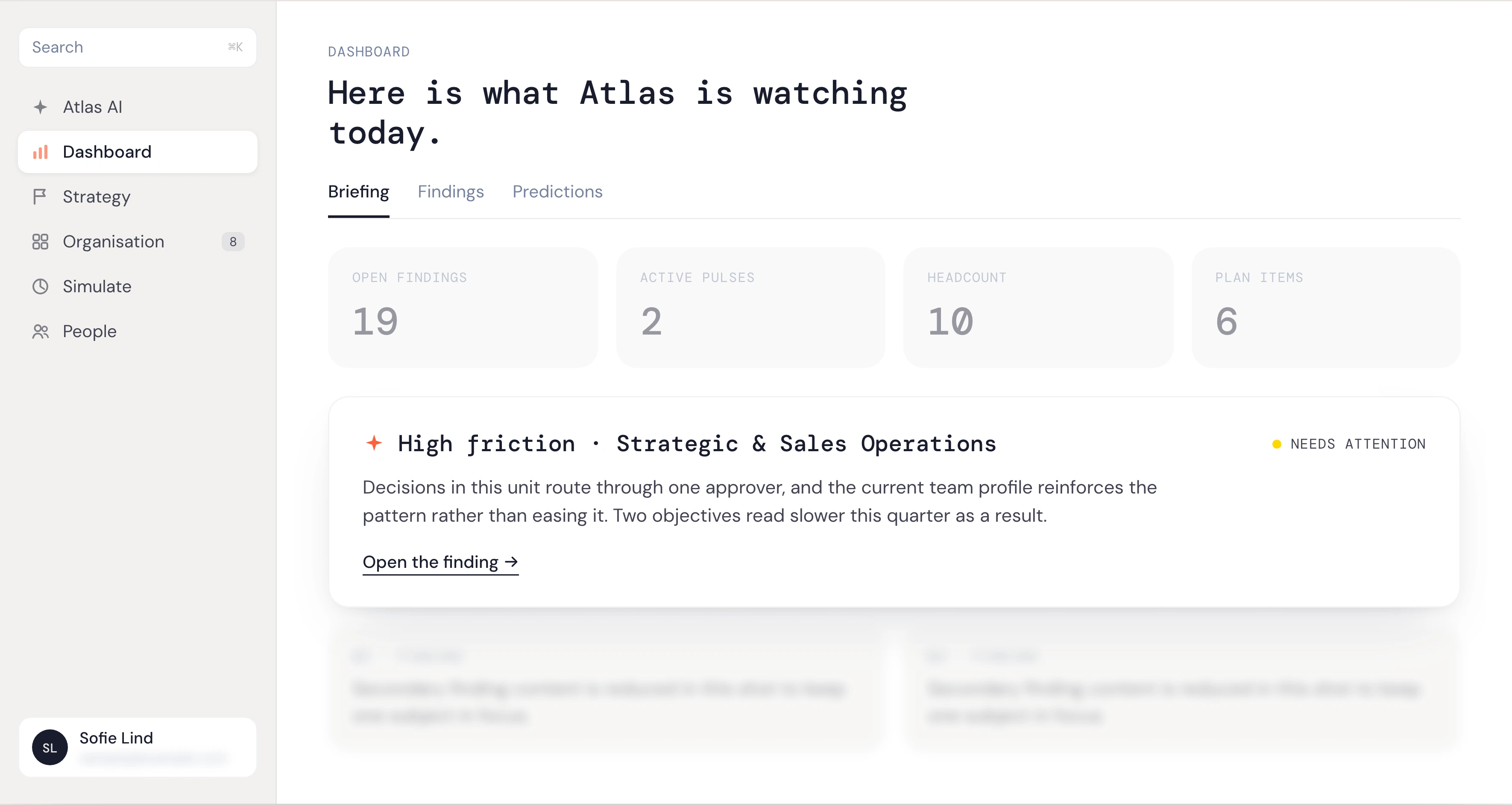AtlasOS Dashboard view